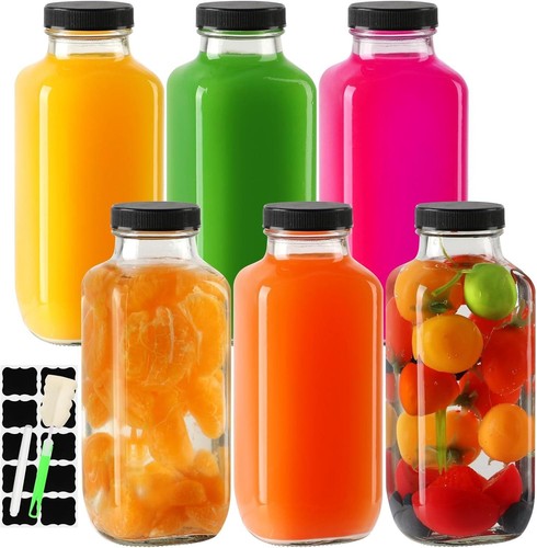 Glass juice bottles with lids - juice,